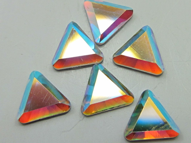 36 pcs. 6mm TRIANGLE CRYSTAL AB HOTFIX European Rhinestones